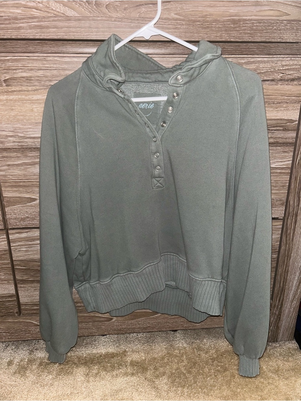 Aerie Sage Green Snap-sweatshirt
